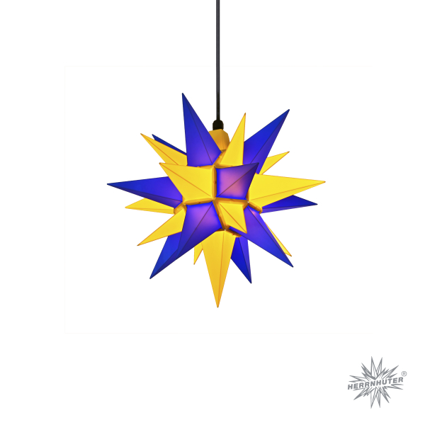 Herrnhuter Stern A4 gelb/blau Oberlausitz