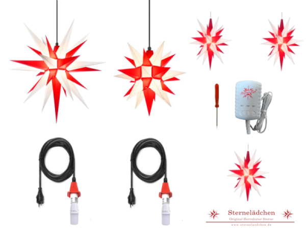 Herrnhuter Sterne-Set "Flexi" XL, weiß/rot