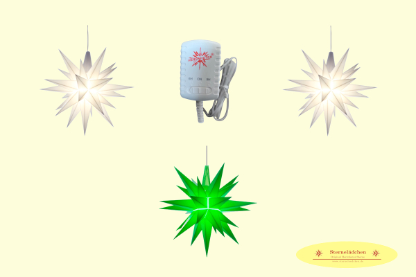 Sterne-Set A1e weiß/grün/weiß