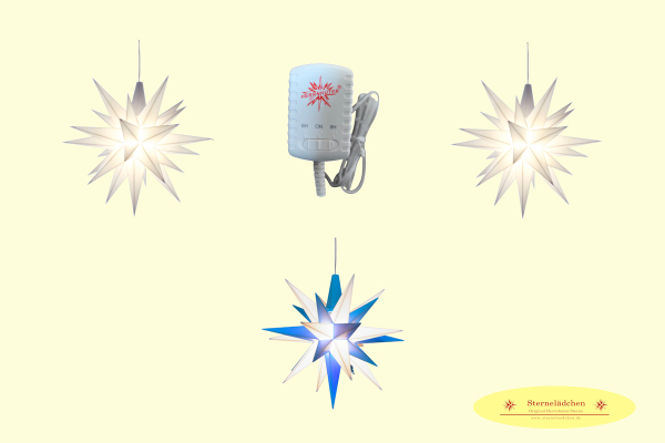 Sterne-Set A1e weiß/weiß-blau/weiß