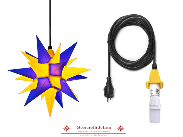 Herrnhuter Stern A4 gelb/blau + Aussenkabel 5m