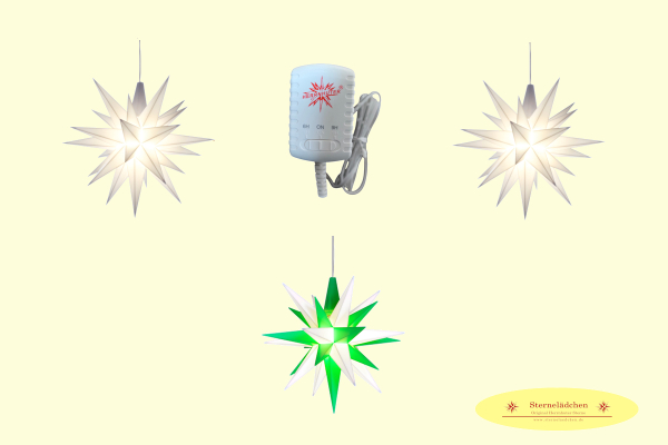 Sterne-Set A1e weiß/weiß-grün/weiß