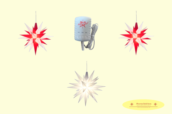 Sterne-Set A1e weiß-rot/weiß/weiß-rot