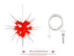 Herrnhuter Stern i7 weiß/roter Kern + Innenkabel